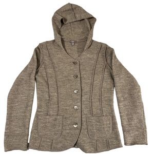 J Jill Hooded Sweater/light Jacket- Wool--Size XS-Light Tan/Beige
